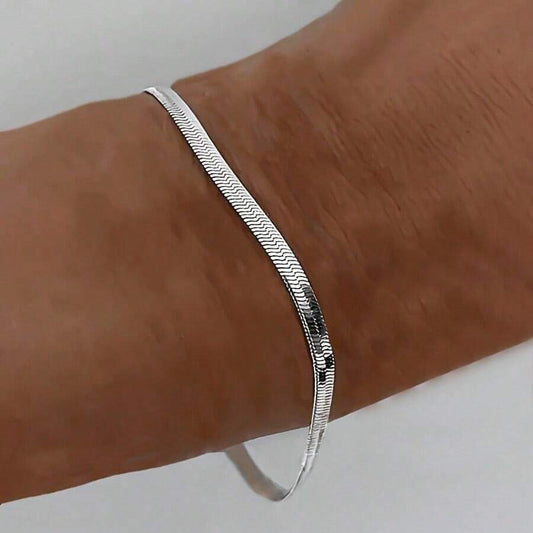 Snake Bone Chain Bracelet - Silver