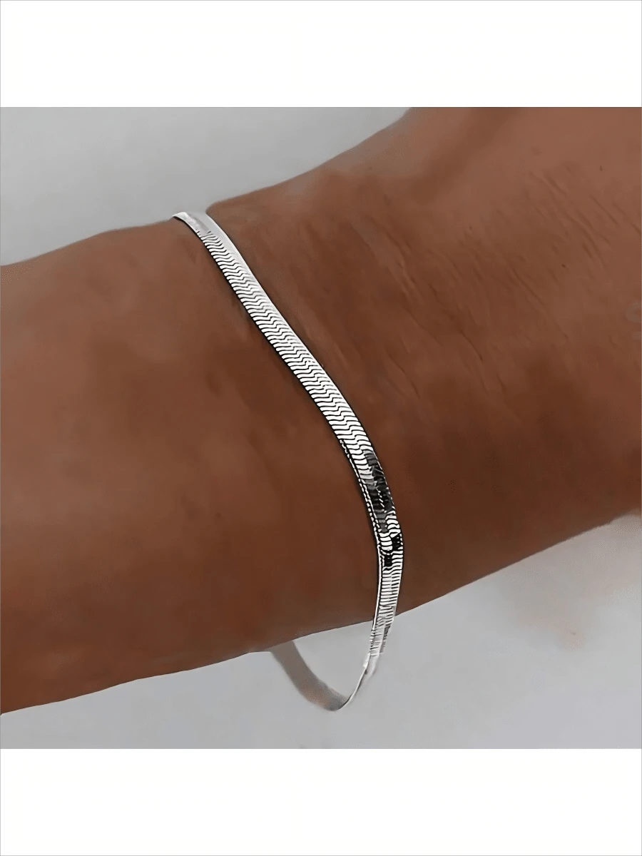Snake Bone Chain Bracelet - Silver
