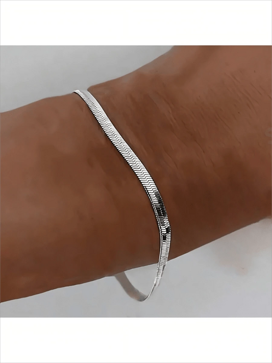 Snake Bone Chain Bracelet - Silver