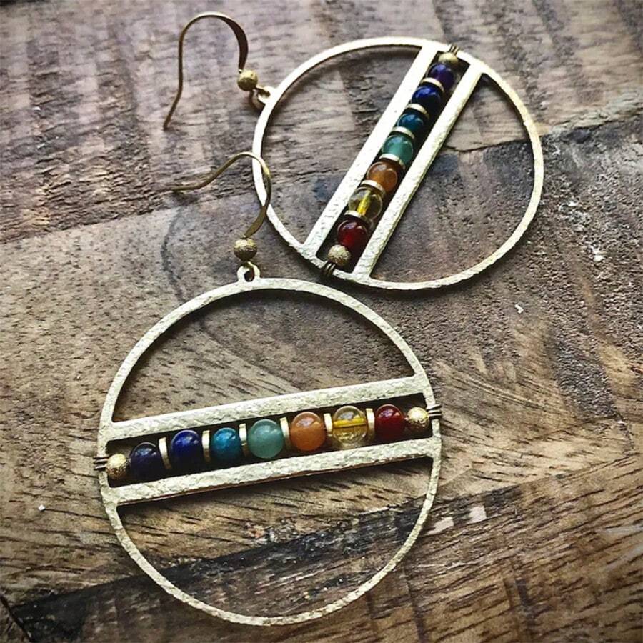 Colorful Beaded Circular Earring