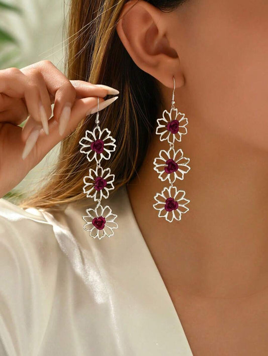Flower Tassel Drop Earring