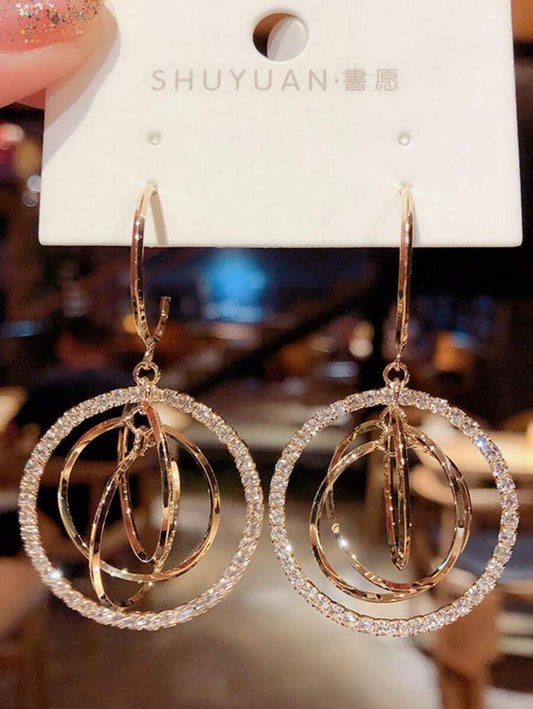 Circle Dangle Earrings - Gold