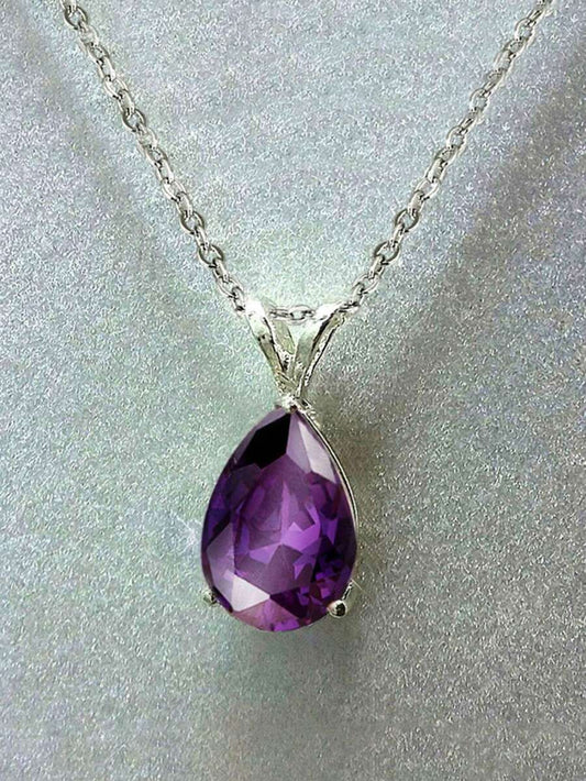 CZ Pendant Necklace - Purple