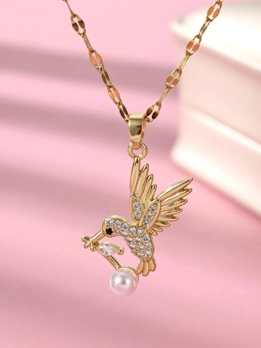 Hummingbird Pendant - Gold