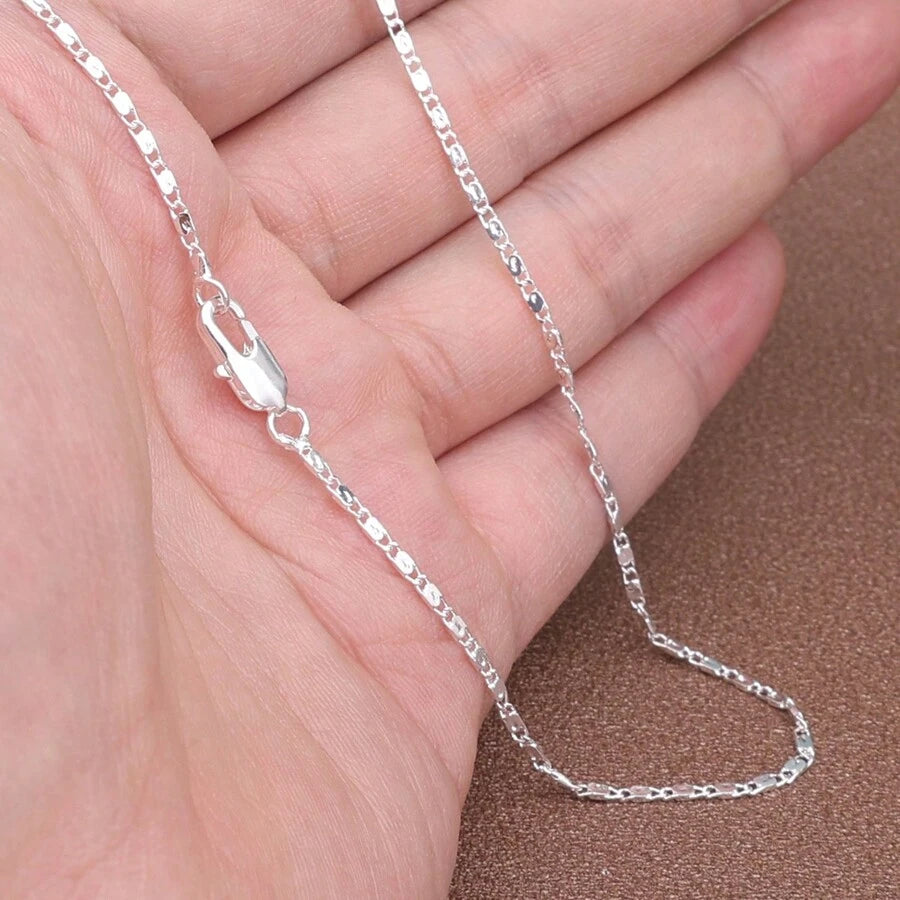 Flat Stardust 16 inch Chain - Silver