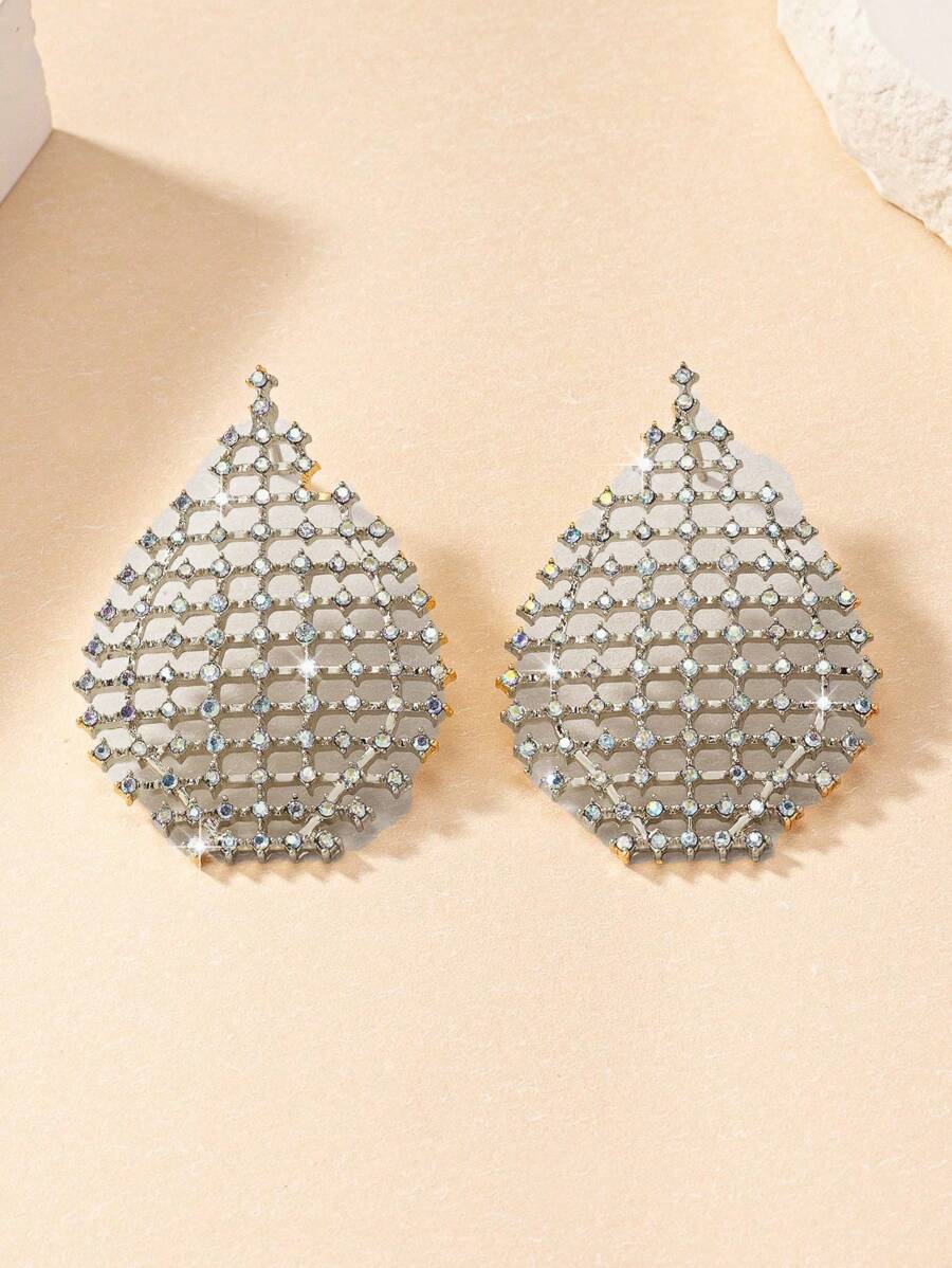 Crystal Hollow Water Drop Earring - Iridescent