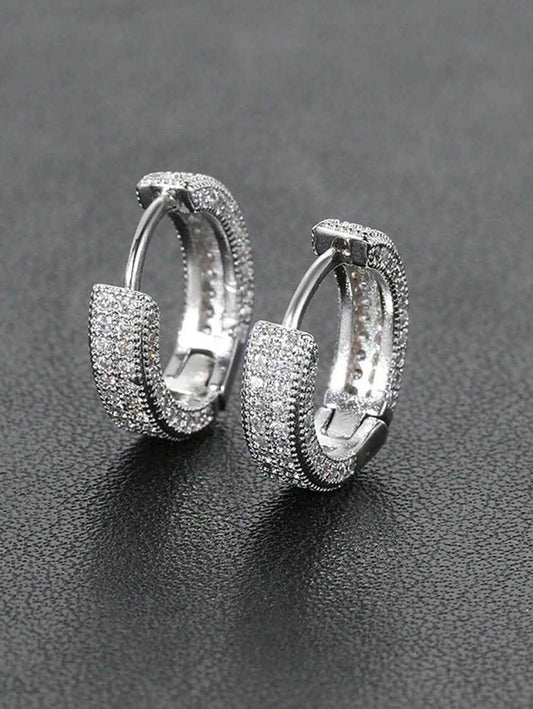 Full Rhinestone Hoop - Silver