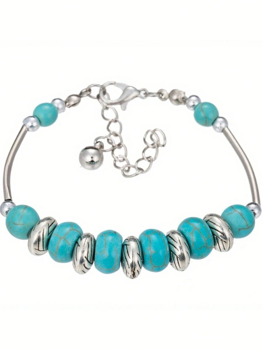 Small Bead Turquoise Bracelet - Blue