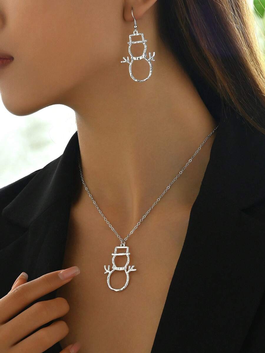 Hollow Snowman Earrings