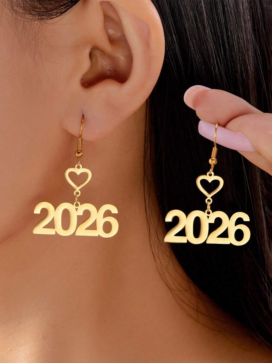 2026 Heart Earrings - Gold