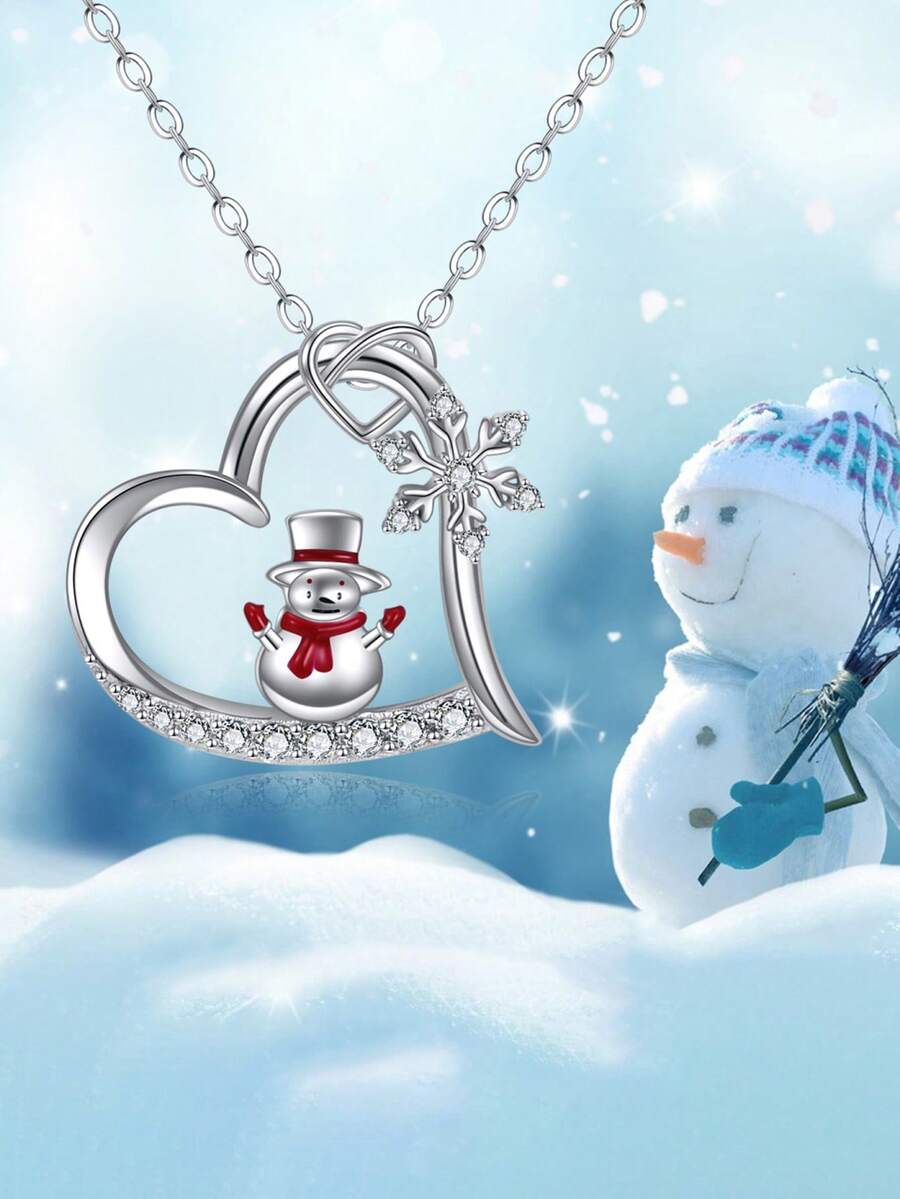 Snowman Heart Necklace