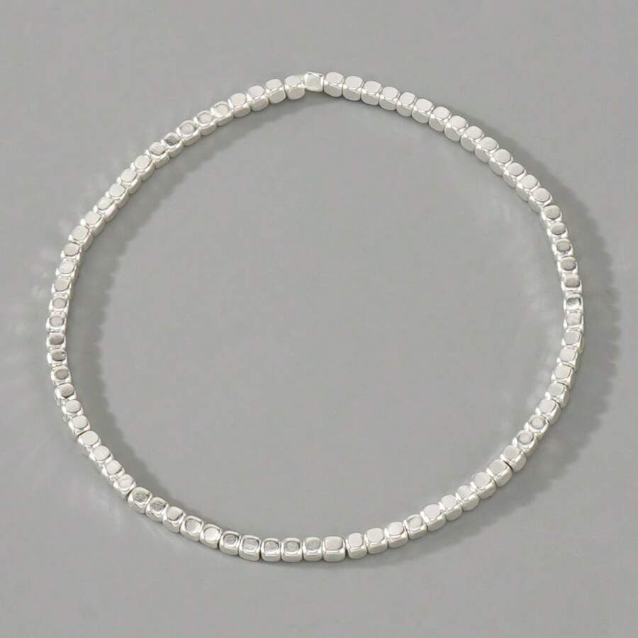 Square Beaded Bracelet - Silver