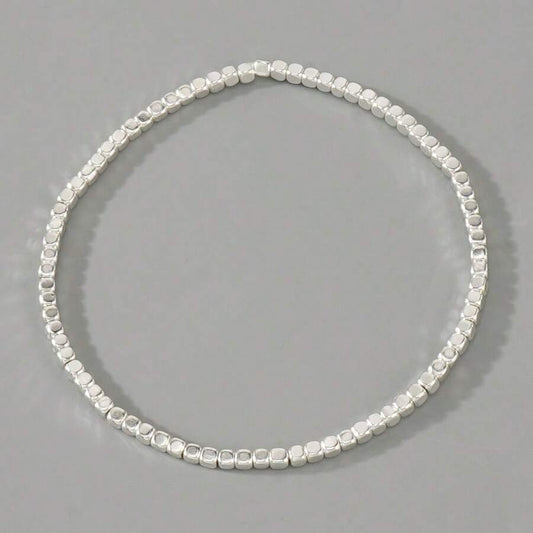 Square Beaded Bracelet - Silver