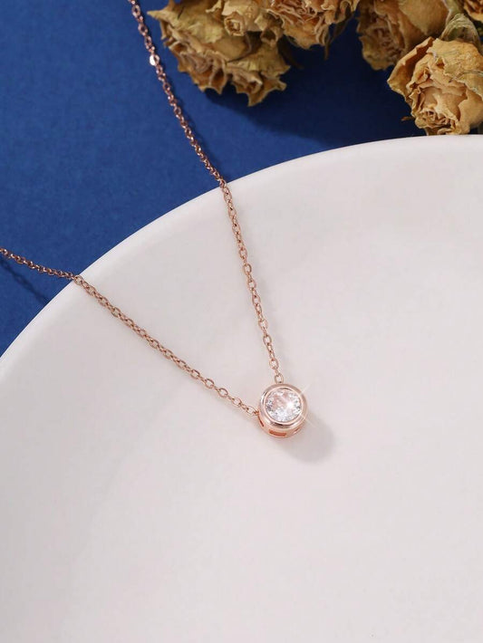 Rhinestone Necklace - Rose Gold
