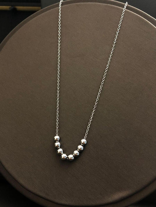 Beaded Charm Necklace - Silver