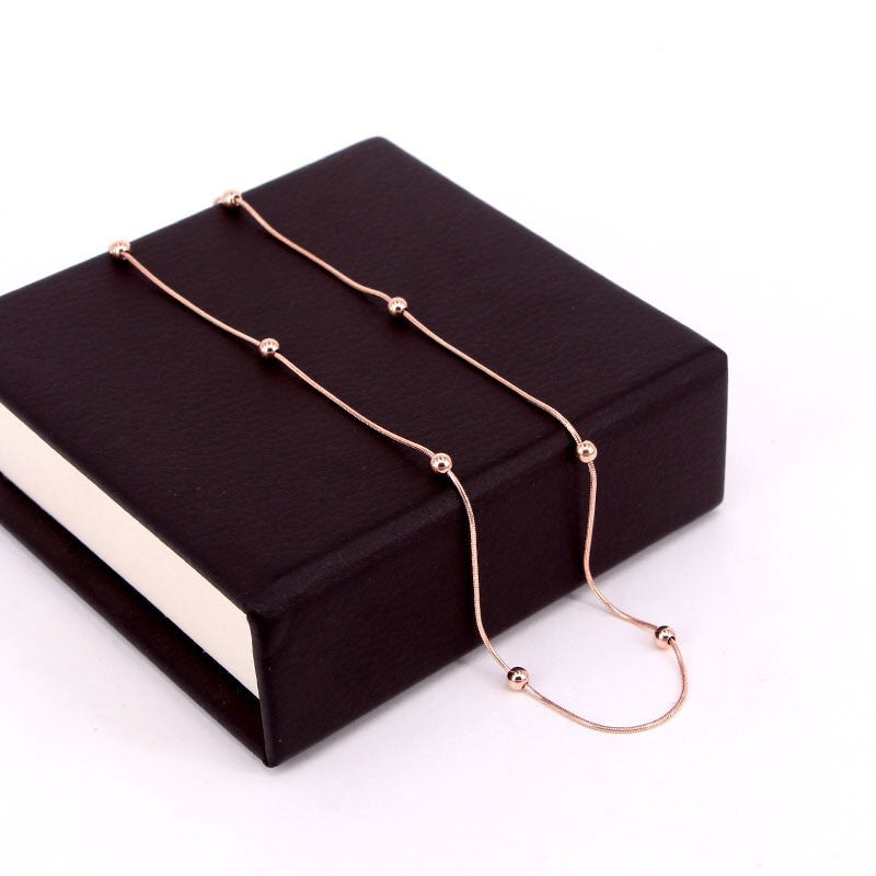 Beaded Necklace - Rose Gold