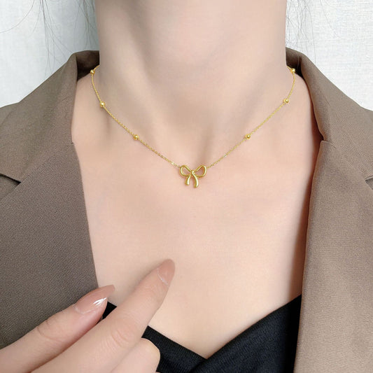 Bow Knot Necklace - Gold