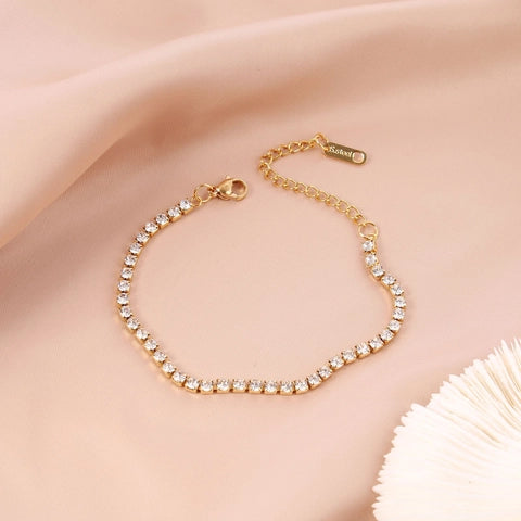 White Rhinestone bracelet - Gold