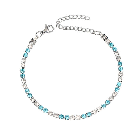 Rhinestone bracelet - Light Blue/White