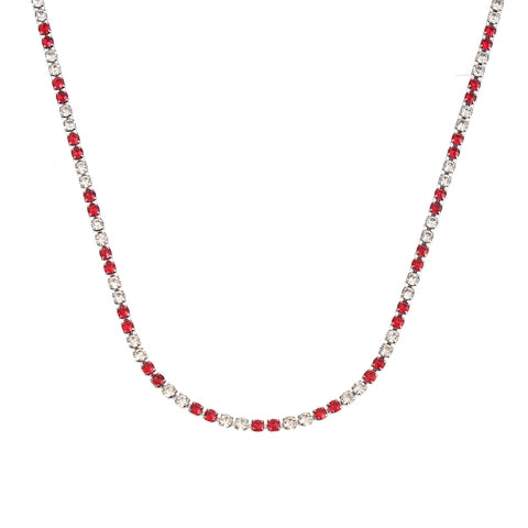 Rhinestone Necklace - Red/White