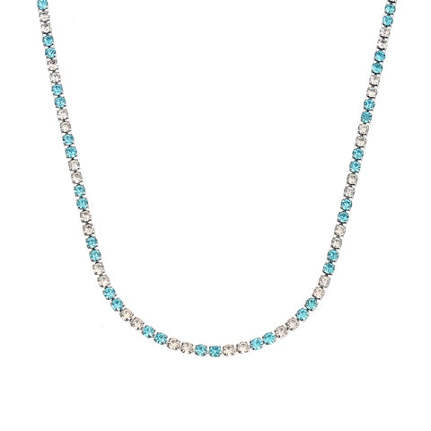Rhinestone Necklace - Light Blue/White