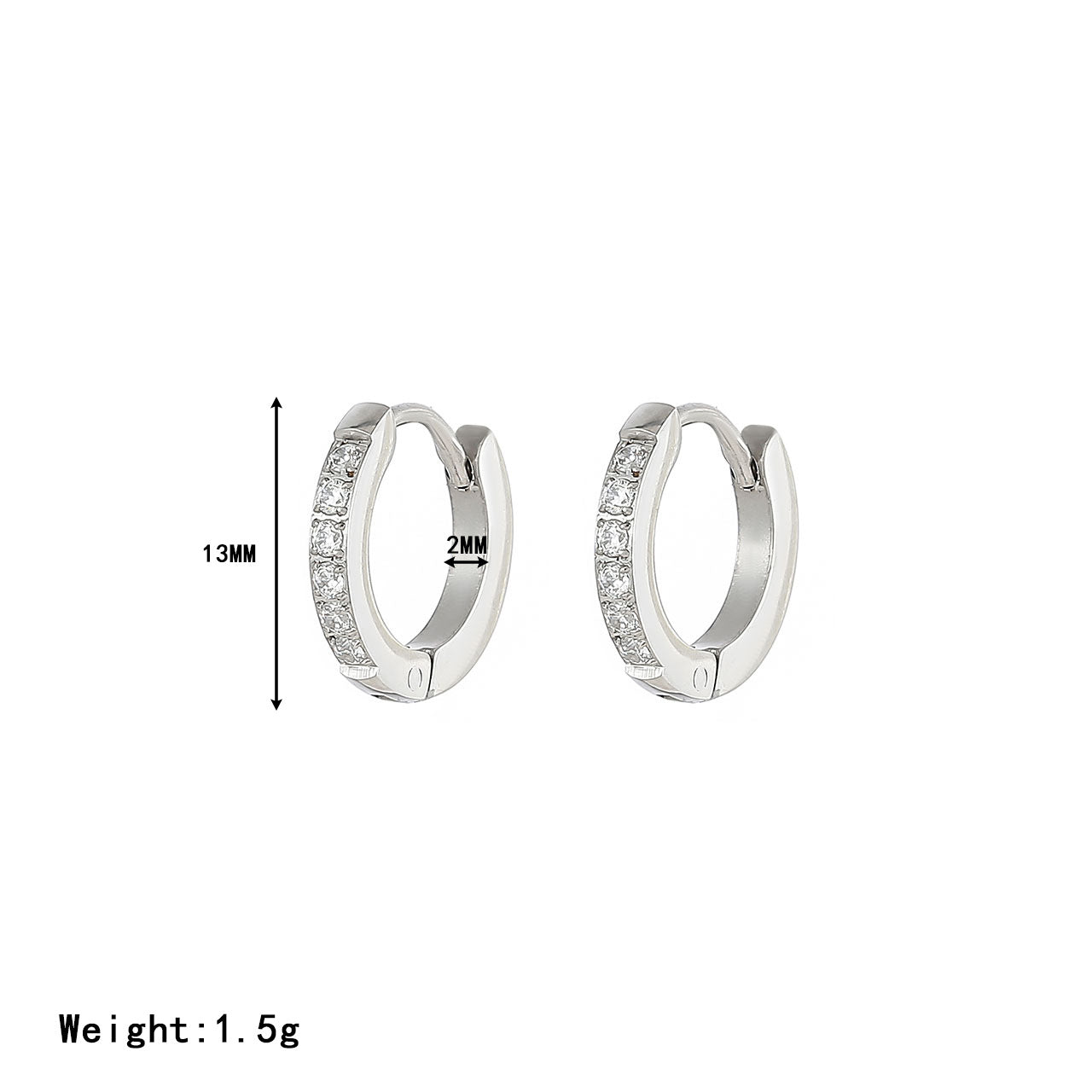 Zircon White Gold Plated Hinge Hoops
