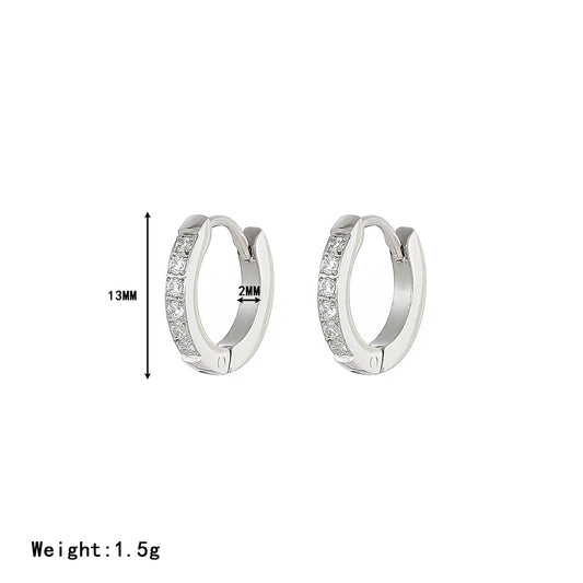 Zircon White Gold Plated Hinge Hoops