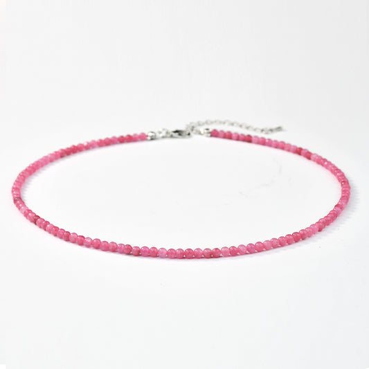Natural Stone Necklace - Rosy Pink