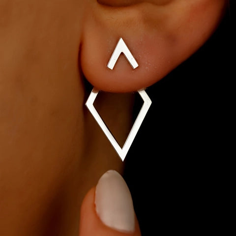 Rhombus Ear Studs - Silver