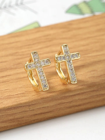 Cross Hoops - Gold