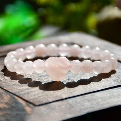 Heart Shaped Natural Stone Bracelet - Pink