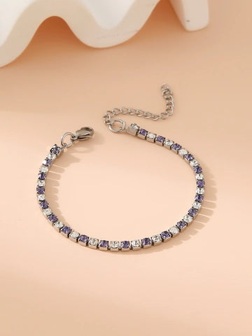 Rhinestone bracelet - Light Purple/White