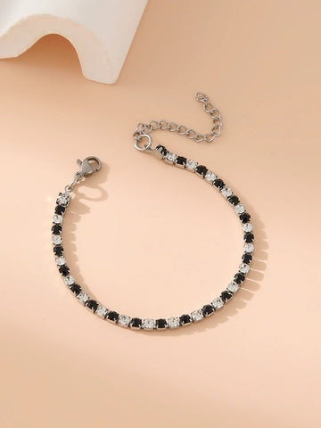 Rhinestone bracelet - Black and Silver