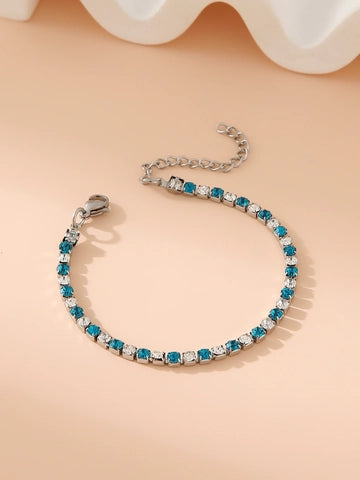Rhinestone bracelet - Sky Blue and Silver