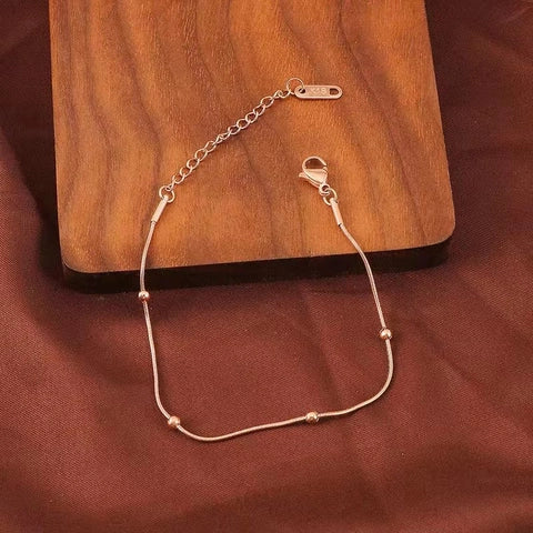 Solid Beaded Bracelet - Rose Gold