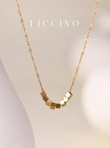 Square Beaded Pendant - Gold