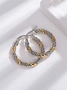 Twisted Hoop Earrings - Gold/Silver