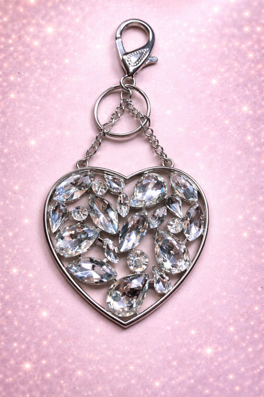 Bag Charm - White Heart
