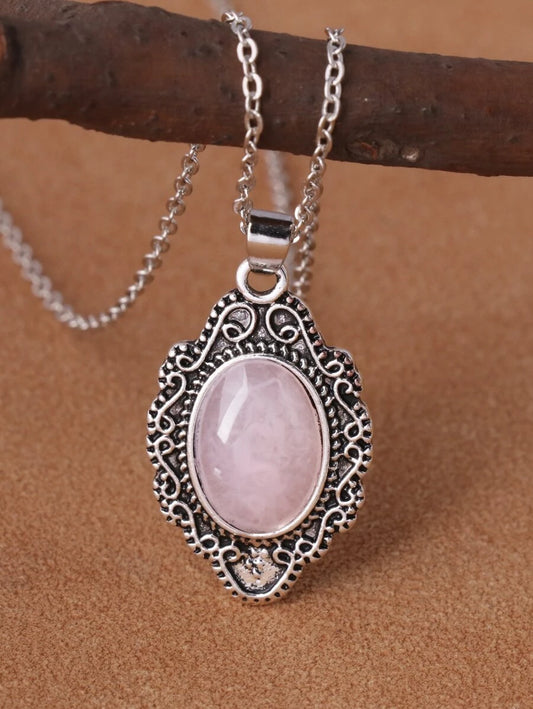 Vintage Pendant - Rose Quartz