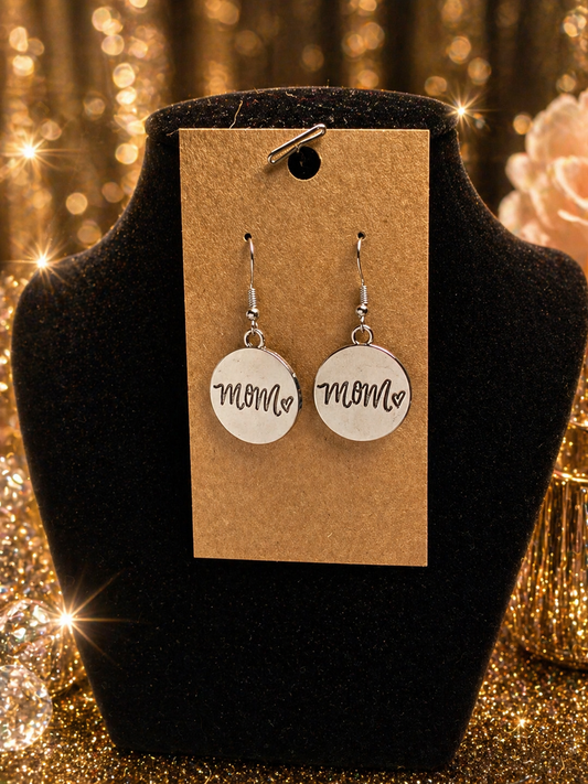 Custom Earrings - The Cool Mom - Silver