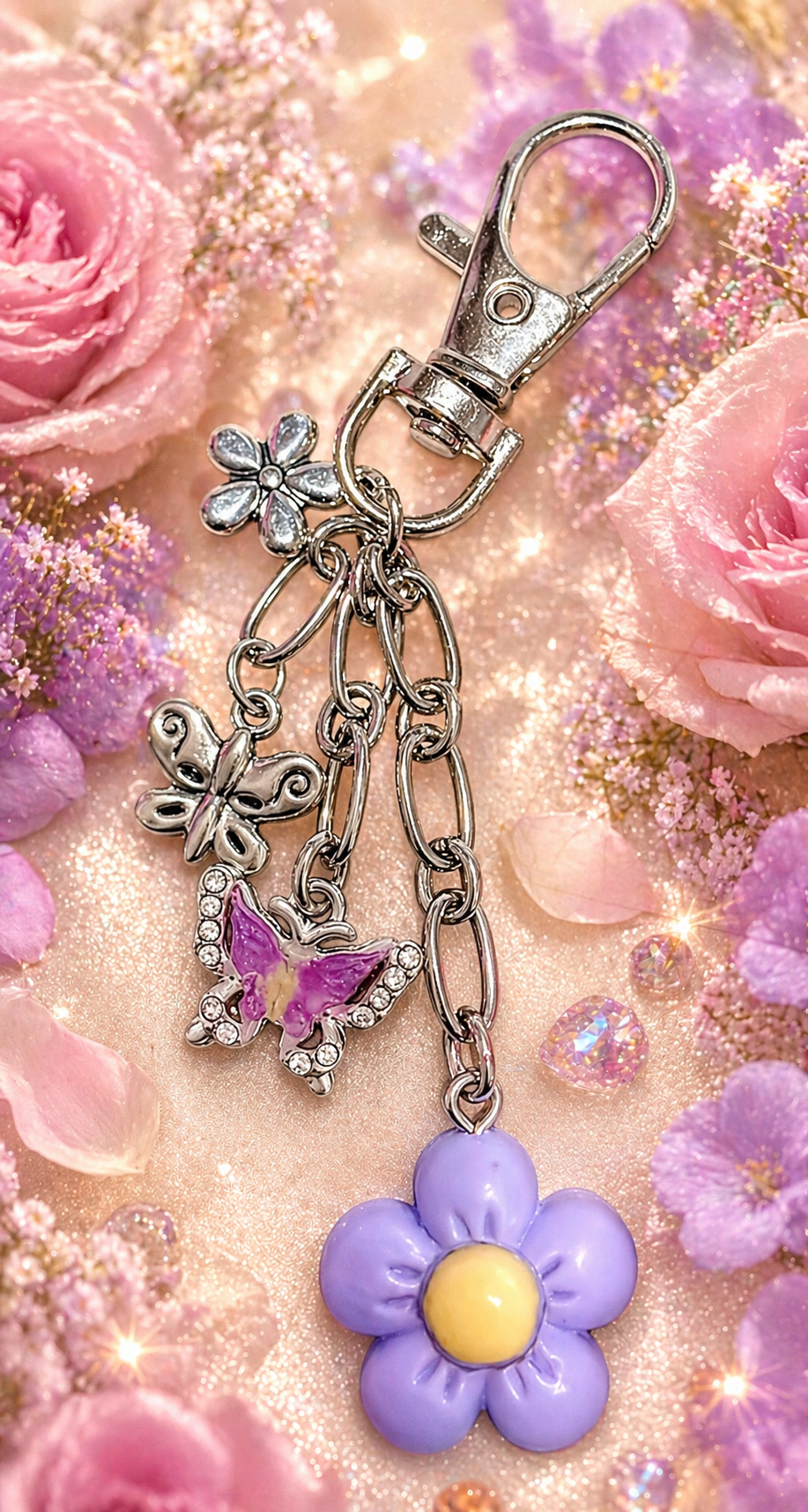 Bag Charm - Flowers and Butterflies