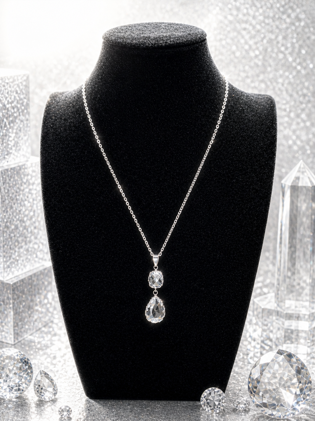 Custom Necklace - Crystal Glass - Silver #2