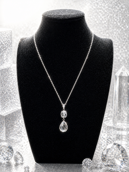 Custom Necklace - Crystal Glass - Silver #2