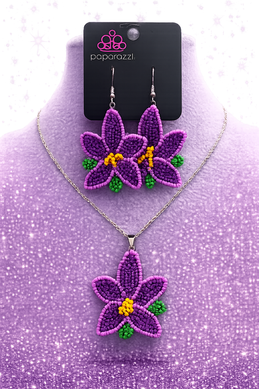 Custom Necklace - Seed Bead Symmetry - Purple