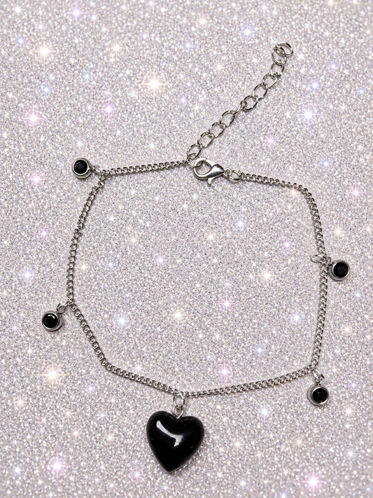 Custom Anklets - Heart Anklet - Black