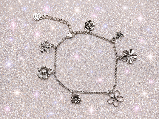 Custom Anklets - Flower Anklet - Silver
