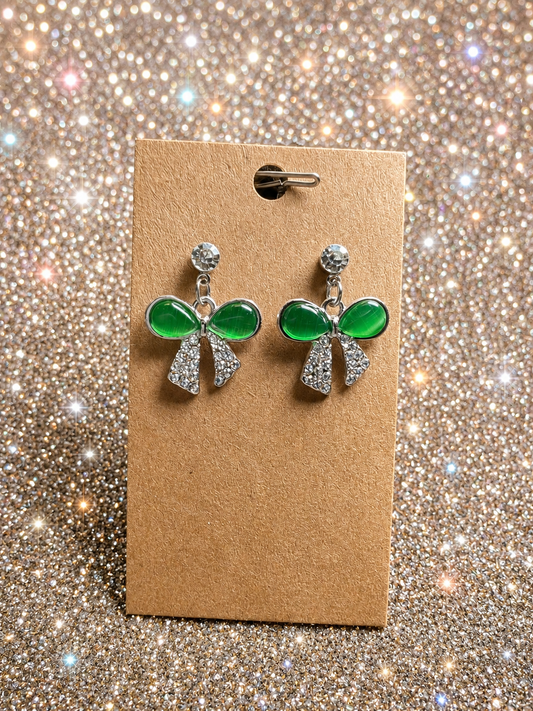 Custom Earrings - Cat’s Eye Bow - Green