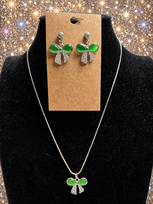 Custom Necklaces - Cat’s Eye Bow - Green