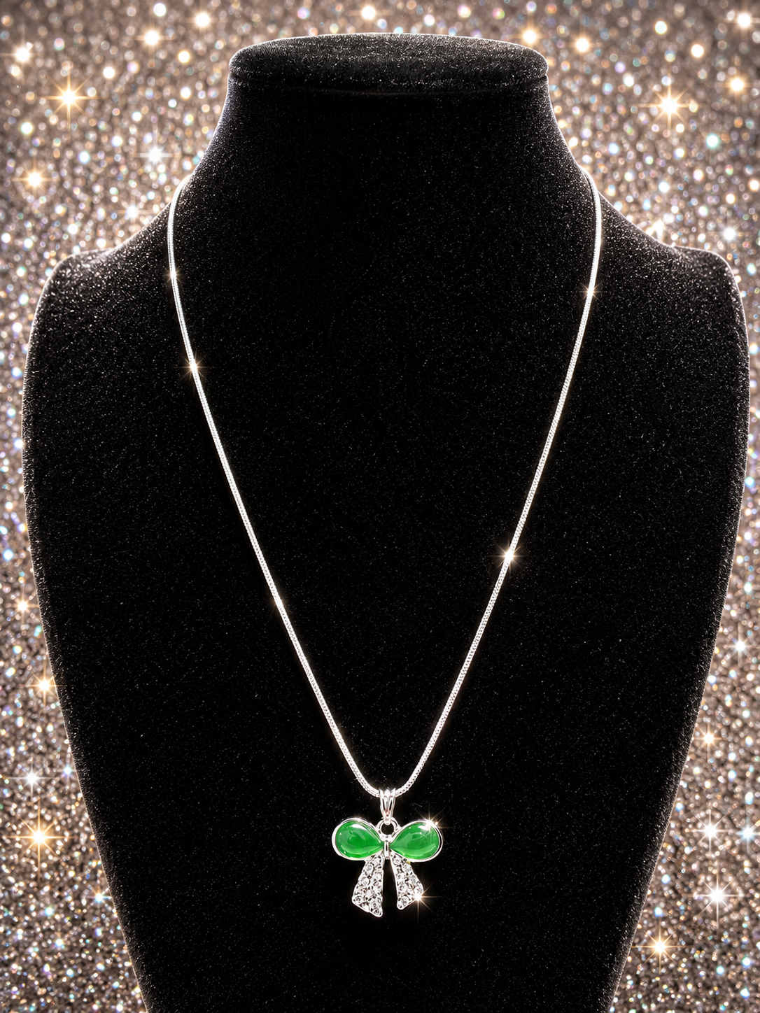 Custom Necklaces - Cat’s Eye Bow - Green