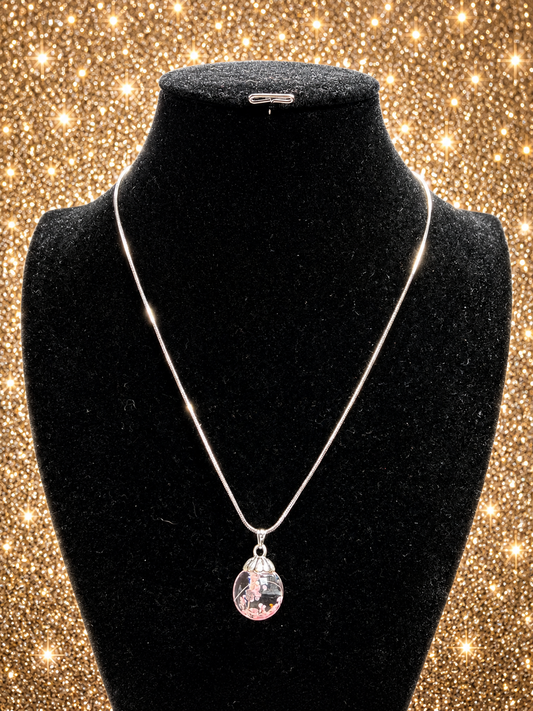 Custom Necklaces  - Pressed Flower Ball - Pink